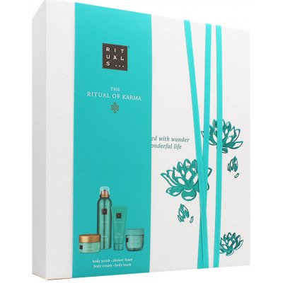 Rituals The Ritual Of Karma sprchová pěna 200 ml + tělový krém 100 ml + tělový peeling 125 g + tělová maska 125 ml – Zboží Dáma