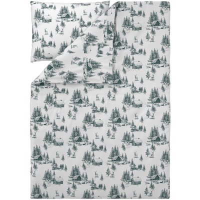 Livarno povlečení z jemného flanelu jedle/bílá/zelená 140x200 70x90 – Zboží Mobilmania