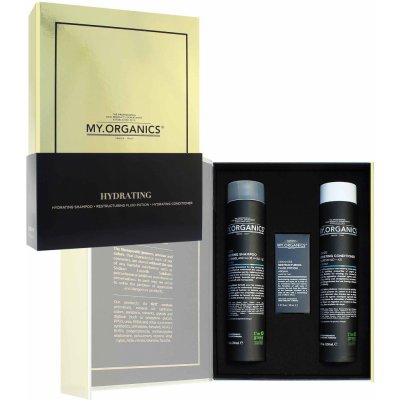 MY.ORGANICS Hydrating Deluxe 2023 dárková sada hydratační šampon 250 + hydratační kondicionér 250 ml + vlasový elixír 30 ml