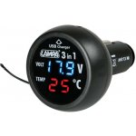 Digitální voltmetr 12 / 24V s teploměrem a USB výstupem | Zboží Auto