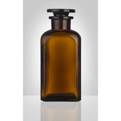 Sklárny Moravia skleněná prachovnice hnědá hranatá zabroušené víko 250 ml – Zboží Mobilmania