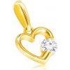 Přívěsky Šperky Eshop Diamantový přívěsek ve žlutém zlatě lesklá kontura srdce s čirým briliantem S3BT506.18