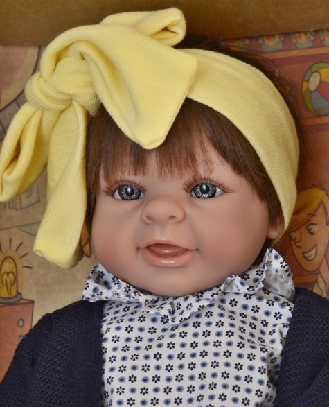 Lamagik Realistické miminko holčička Paula se žlutou čelenkou