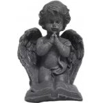 MagicHome Dekorace Anděl s knihou a svíčkou LED polyresin na hrob 17,5x14,5x17,5 cm – Hledejceny.cz