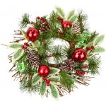 DOMMIO Proutěný věnec s červenými kouličkami a cestmínou, průměr 30 cm – Zboží Mobilmania