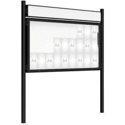 PROCITY Venkovní vitrína model 2000 27x A4, černá, včetně sloupků a záhlaví | Zboží Auto