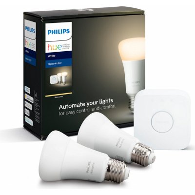 Philips HUE Hue Bluetooth LED White základní sada LED žárovka 2xE27 A19 9W 806lm 2700K + Bridge – Zboží Mobilmania