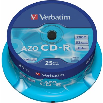 Verbatim CD-R 700MB 52x, Super AZO, spindle, 25ks (43352) – Zboží Mobilmania