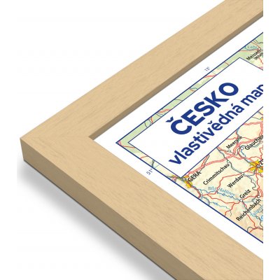 Excart Maps Česko – nástěnná vlastivědná mapa 136 x 87 cm Varianta: mapa v dřevěném rámu, Provedení: Pegi přírodní – Hledejceny.cz