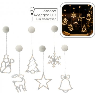 Pro-Tech shop Vánoční LED ozdoba na okno s přísavkou 10 LED na baterie mix vzorů 69377 – Hledejceny.cz