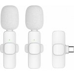 Externí mikrofon 2v1 pro mobilní telefon, typ C, barva bílá – Zboží Mobilmania