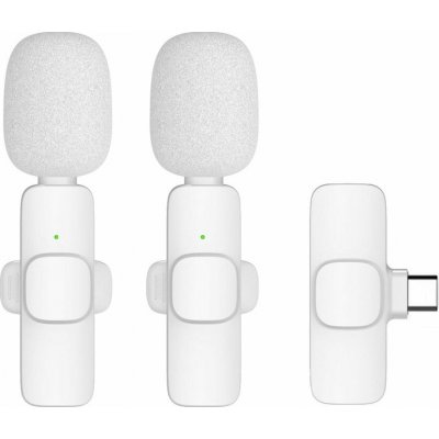 Externí mikrofon 2v1 pro mobilní telefon, typ C, barva bílá – Zboží Mobilmania