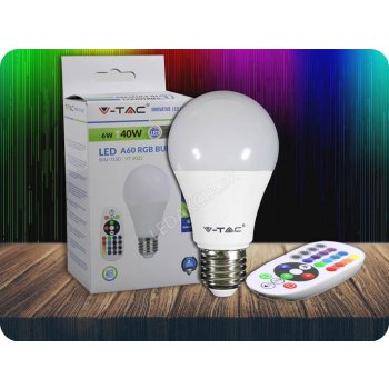 V-tac E27 LED RGB žárovka 6W Neutrální bílá