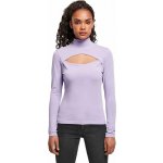 Urban Classics Rolákový top s dlouhým rukávem s průstřihem na dekoltu lavender – Sleviste.cz
