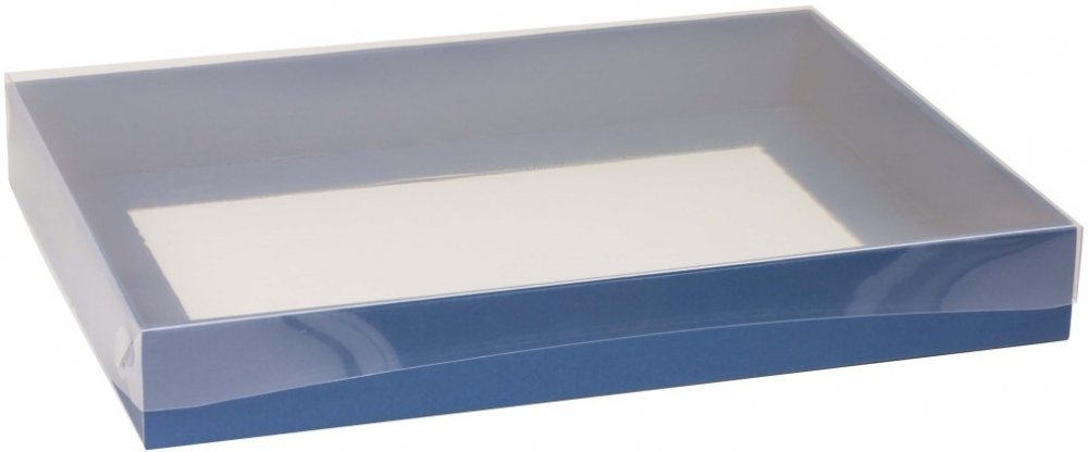 Dárková krabice s průhledným víkem 400x300x50/40 mm, modrá | Srovnanicen.cz