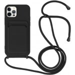 Pouzdro Appleking silikonové se šňůrkou a kapsou na karty iPhone 11 Pro - černé – Zboží Mobilmania
