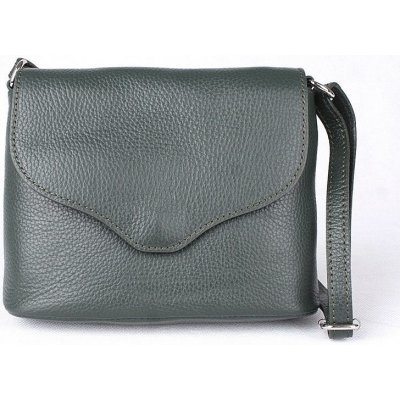 Vera Pelle malá kožená tmavězelená crossbody kabelka no. 61