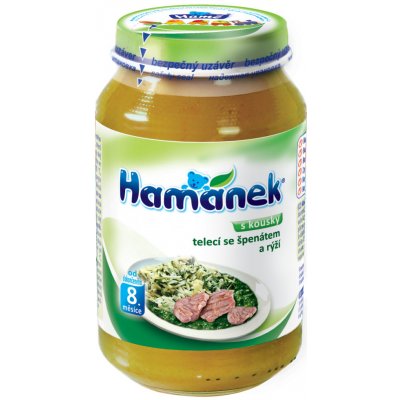 Hamánek Telecí se špenátem a rýží 230 g – Zboží Dáma