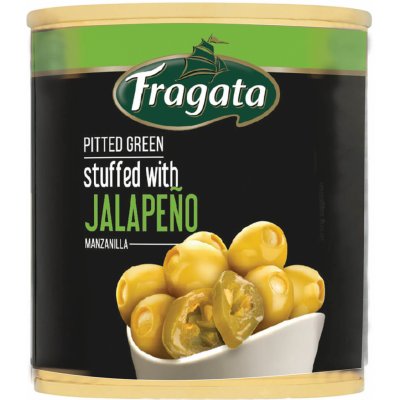 Fragata Zelené olivy Manzanilla s chilli papričkami Jalapeňo 200 g – Zboží Dáma
