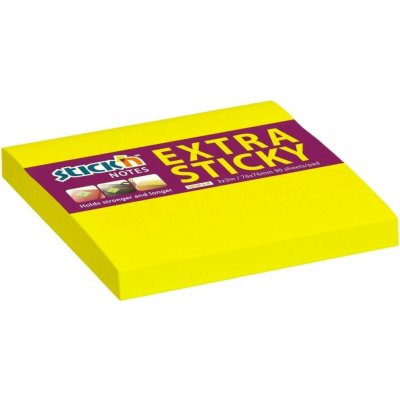 Generic Bloček samolepicí Hopax Extra Sticky 76x76 mm, neonově žlutý, 90 lístků – Hledejceny.cz