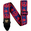 Ernie Ball Jacquard Strap Red and Blue Peace Love Dove