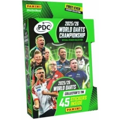 Panini 2025/26 PDC world darts championship plechovka se samolepkami – Sleviste.cz