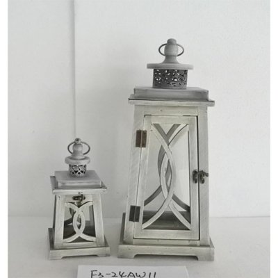 Dřevěná lucerna, S/2 D7213 – Zboží Mobilmania