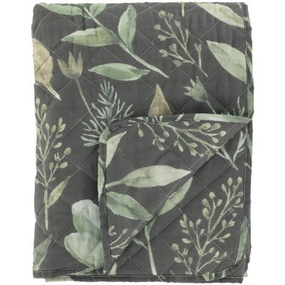 Chic Antique Prošívaný přehoz Aix Leaf Pattern 130 × 180 cm, zelená barva, textil – Zboží Dáma
