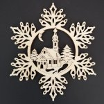 AMADEA Dřevěná ozdoba vločka s kostelem 9 cm – Hledejceny.cz