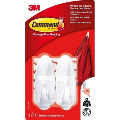 3M Háček plastový Command - designový oválný háček, 2 kusy, 4 ks lepicí pásky – Zboží Dáma