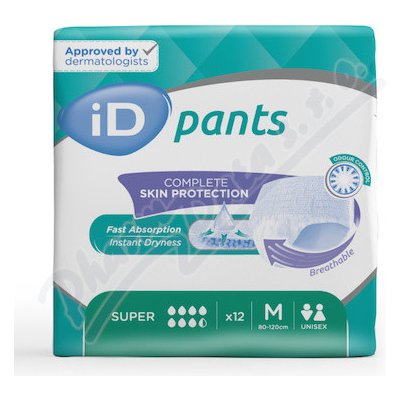 iD Pants Medium Super plenkové kalhotky navlékací 12 ks