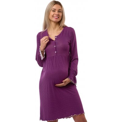 Kojící košilka s puntíky do porodnice jemná pružná luxusní 1D1754 fialová – Zboží Dáma
