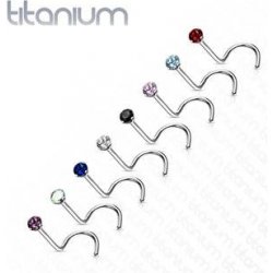 Šperky4U zahnutý piercing do nosu titan kamínek TIT1063C-020