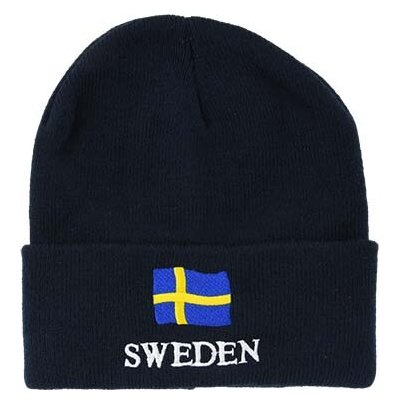 Pletená čepice Sweden s vlajkou tmavě modrá – Hledejceny.cz
