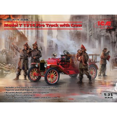 ICM Model T 1914 Fire Truck with Crew 5 fig. 35606 1:35