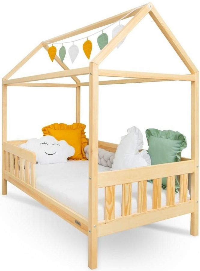 New Baby Castello domeček se zábradlím a roštem přírodní