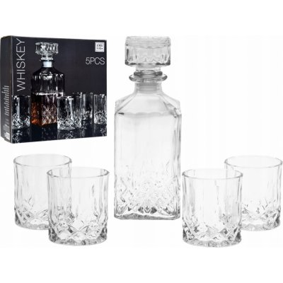 EXCELLENT Whiskey set karafa + sklenice sada 5 ks křišťálové sklo 900 ml – Zboží Mobilmania