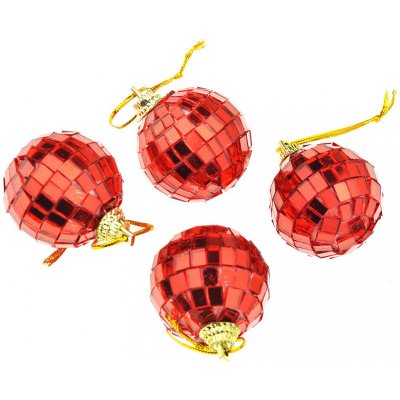 OEM Vánoční kouličky 4cm disco koule červené Set 4ks 8718158437136 – Hledejceny.cz