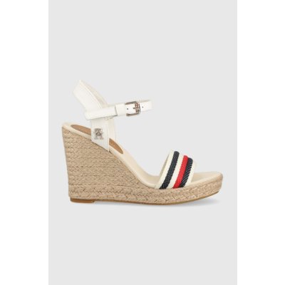 Sandály Tommy Hilfiger CORPORATE WEDGE dámské , béžová na klínku , FW0FW07086 – Zboží Mobilmania