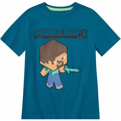 Minecraft dětské tričko petrolejová