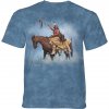Pánské Tričko The Mountain batikované triko Indián na koni modré