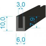 00535049 Pryžový profil tvaru "U", 10x6/3mm, 70°Sh, EPDM, -40°C/+100°C, černý – Sleviste.cz