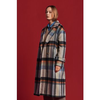 Gant D2. Checked Cocoon Overcoat hnědá