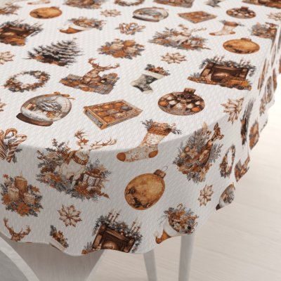 Biante Bavlněný oválný ubrus Sandra SA-543 Vánoční atmosféra 100x140 cm – Zboží Dáma