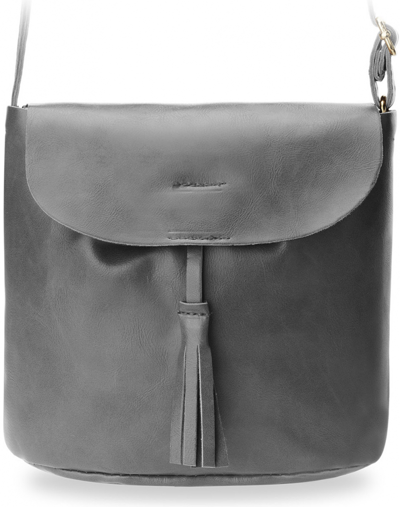 Praktická dámská kabelka listonoška s klopou styl retro šedý