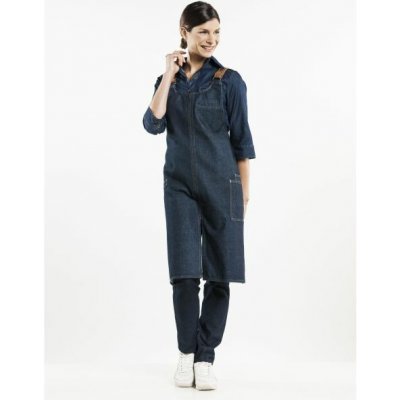 Chaud Devant Kuchářská zástěra s náprsenkou Forene Cross Blue Denim Blue – Hledejceny.cz