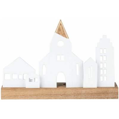 räder Svícen Little Town, bílá barva, přírodní barva, dřevo, porcelán – Zboží Dáma