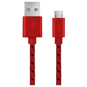 Esperanza EB175RB - 5901299916537 Micro USB 2.0 A-B M/M, opetený, 1m, červený