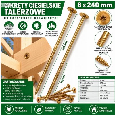 Vruty do dřeva PGB 8 x 240 mm 50 ks – Hledejceny.cz