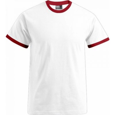 Promodoro volně střižené tričko s kontrastními lemy bílá červená E3070